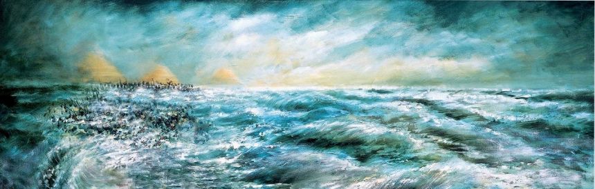 DETAIL 2: The Splitting of the Red Sea (Kriat Yam Soof). By Lidia Kozenitzky