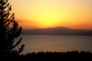 Sea of Galilee with Tiberias in the distance viewed from Ramot Resort Hotel. Charles E. McCracken Archives © 2013